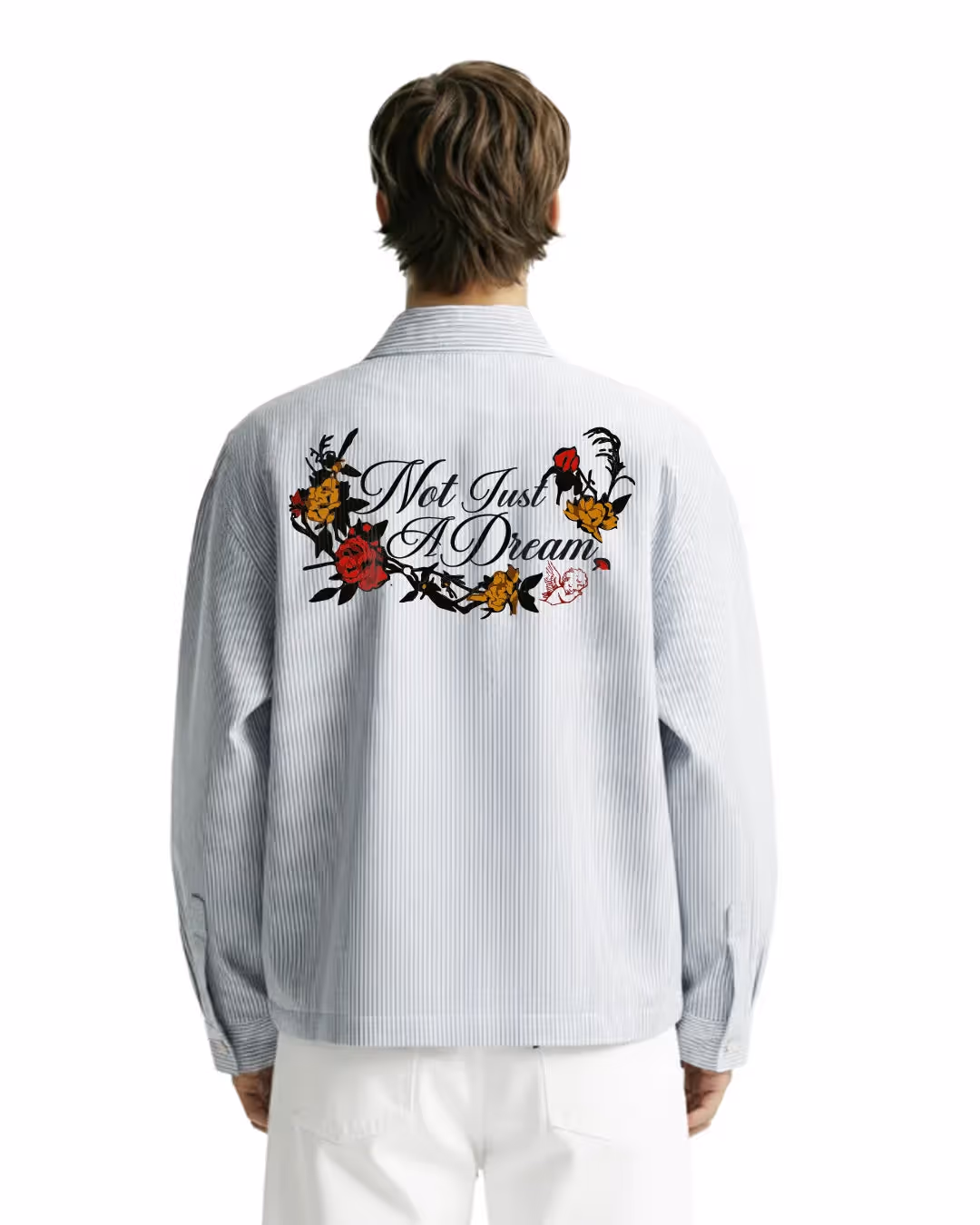 Not Just A Dream Grey Full Sleeves Striped Shirt image 1