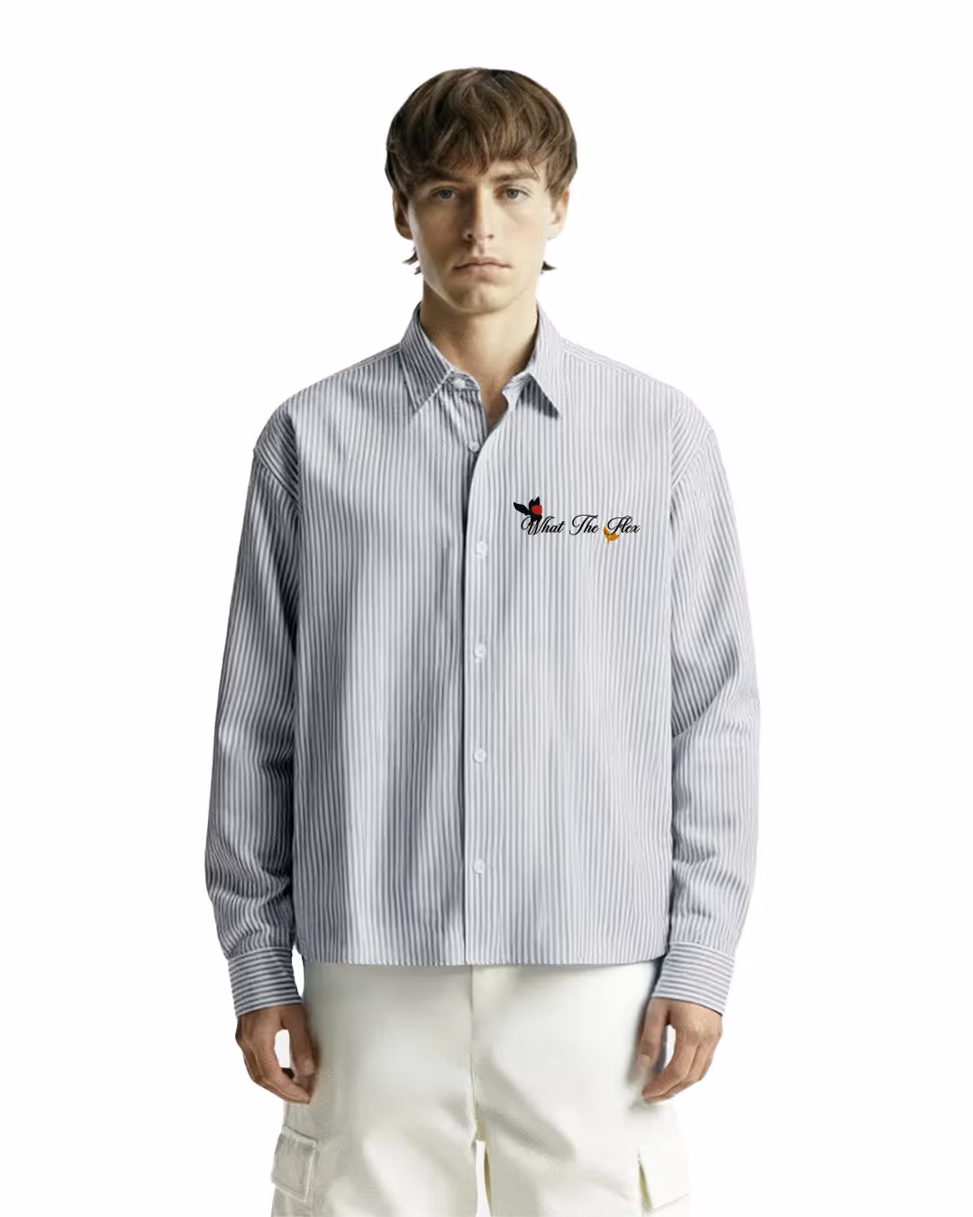 Not Just A Dream Grey Full Sleeves Striped Shirt image 2