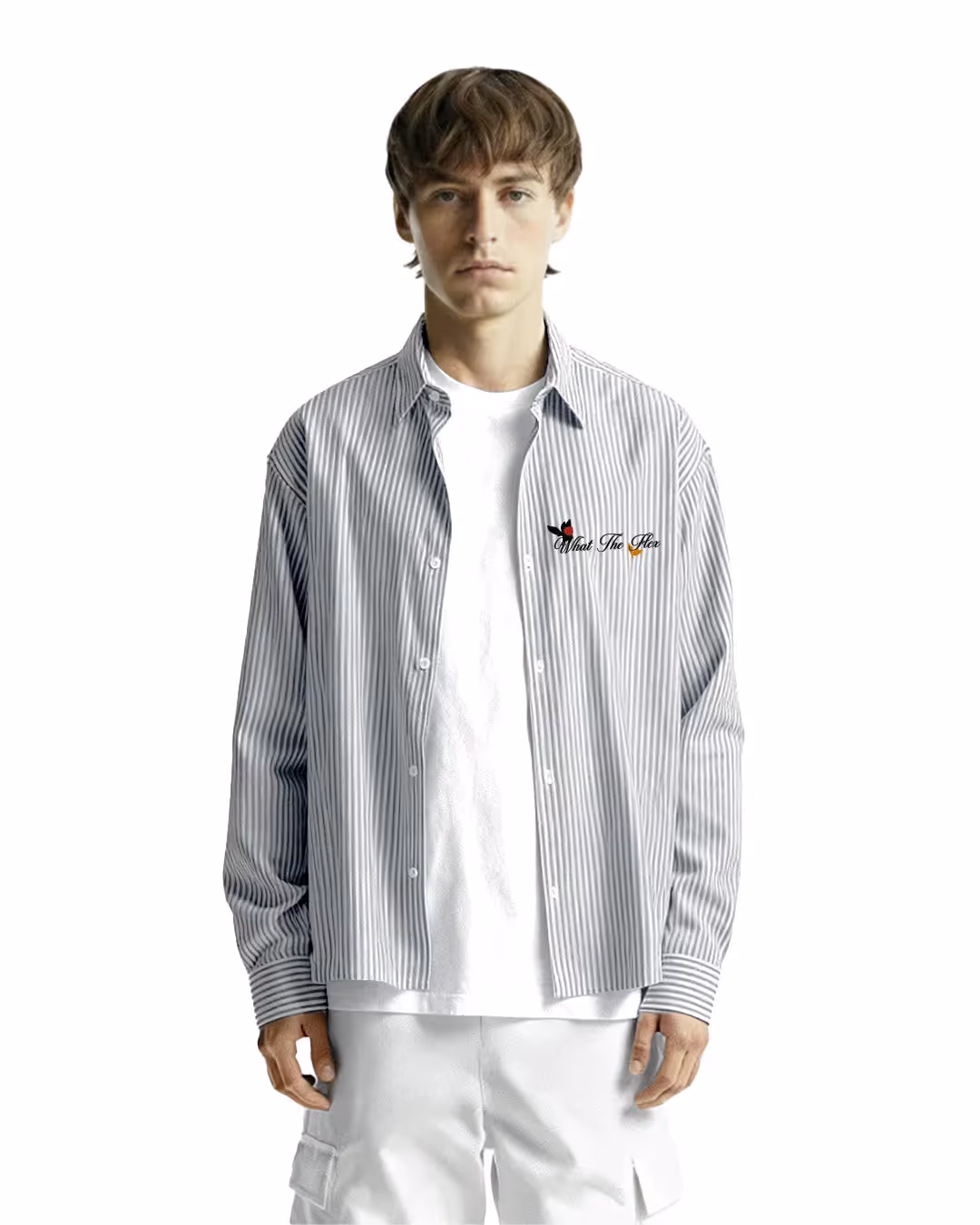 Not Just A Dream Grey Full Sleeves Striped Shirt image 3