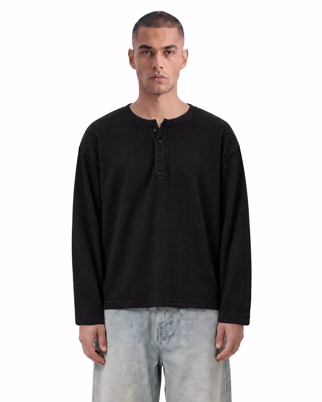 Not So Loud Black Henley T-shirt image 1