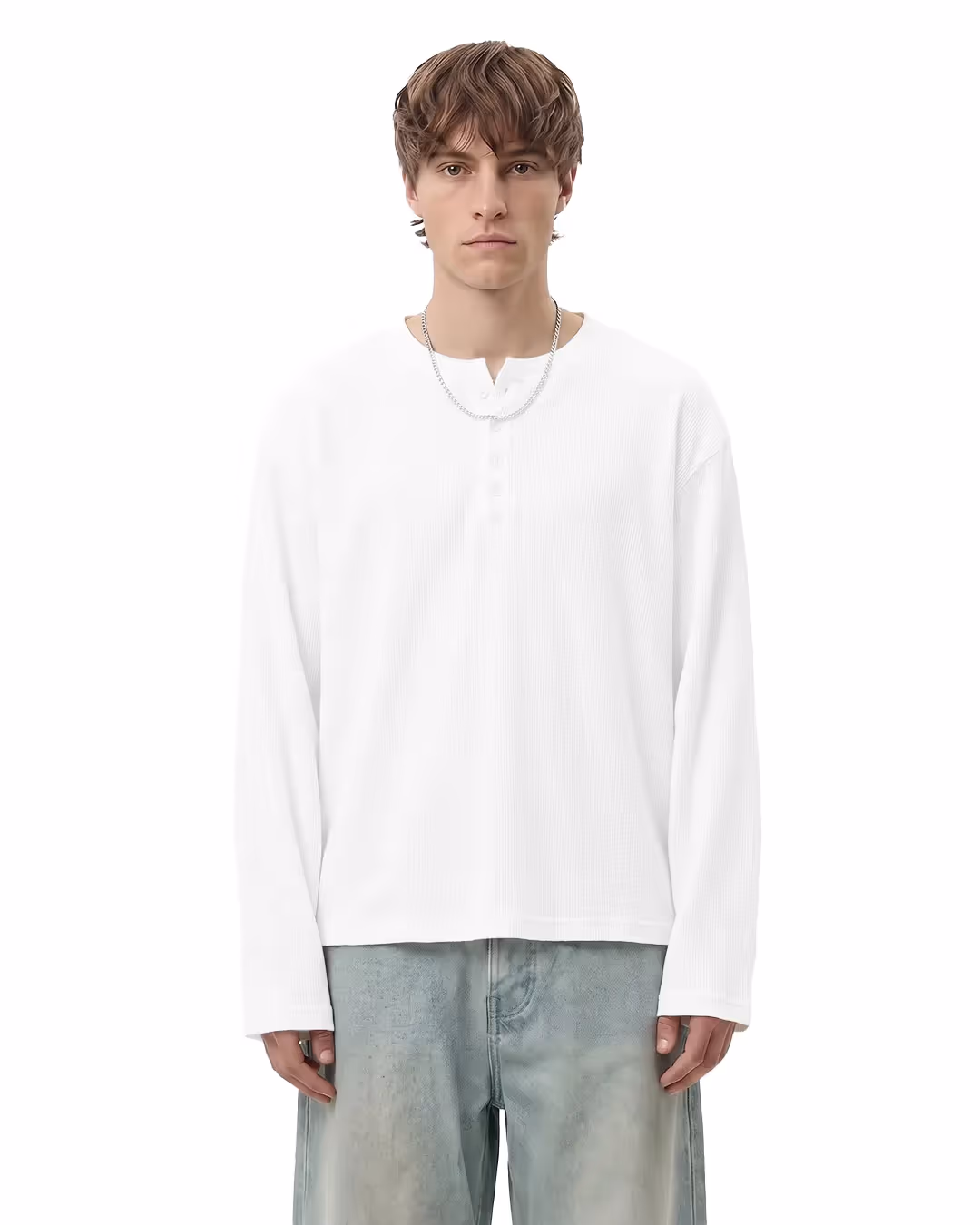 Not So Loud White Henley T-shirt image 1