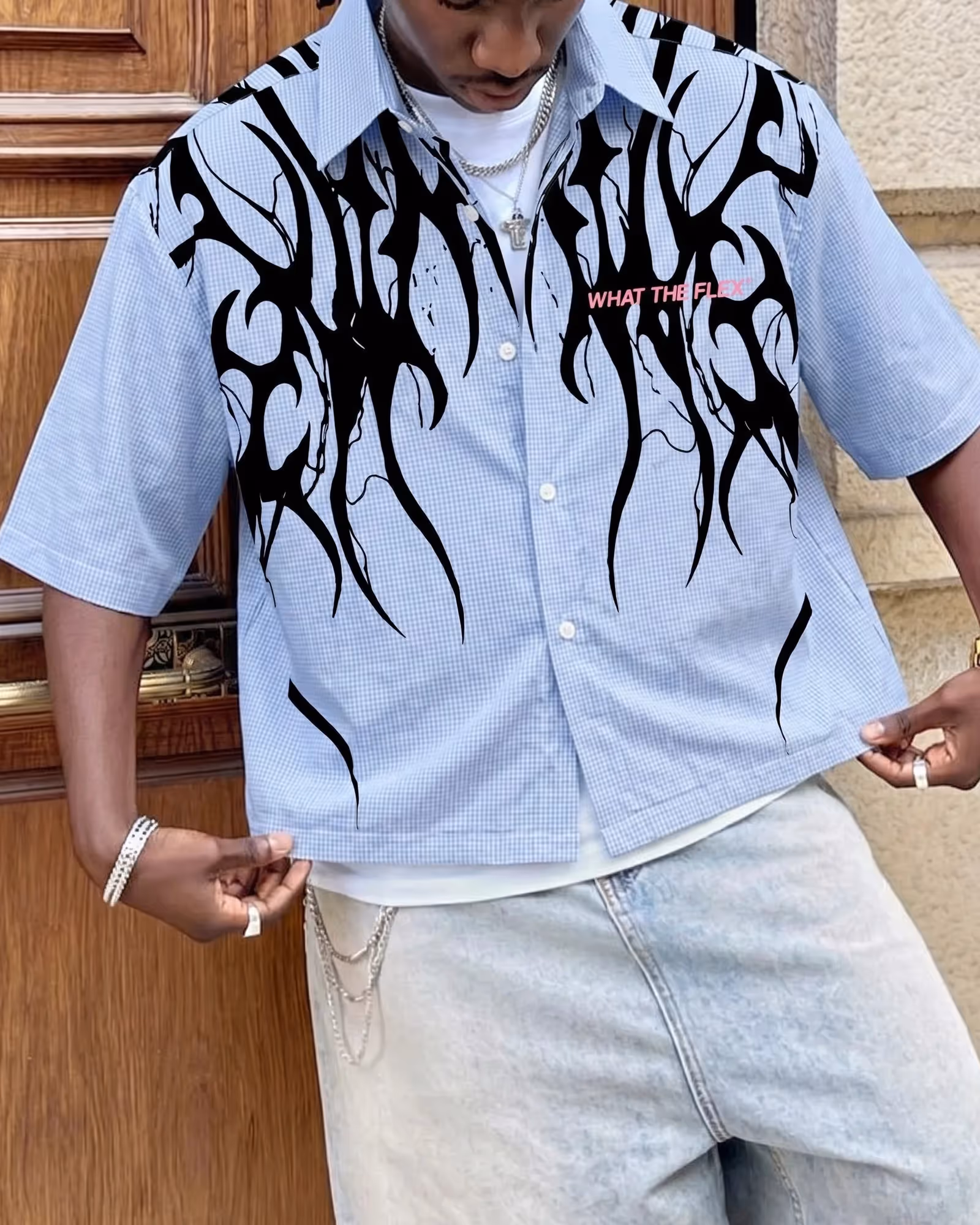 Not Sorry Half Sleeves Checks Shirt image 5