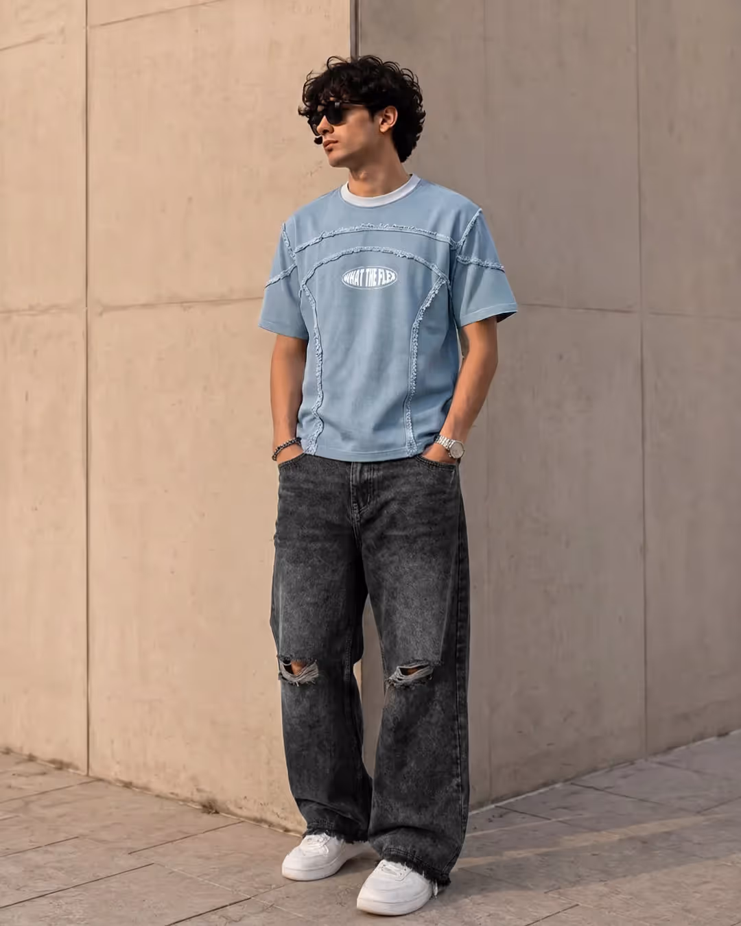 Offset Blue Denim T-shirt  image 6