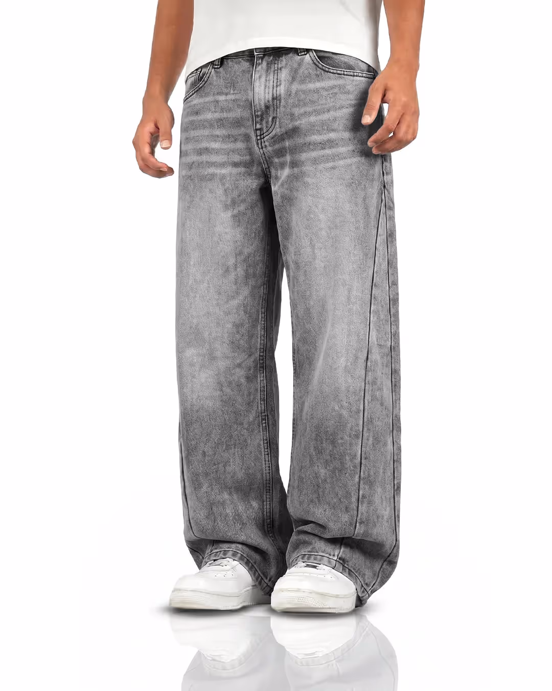 Panel Grey Baggy Jeans image 1