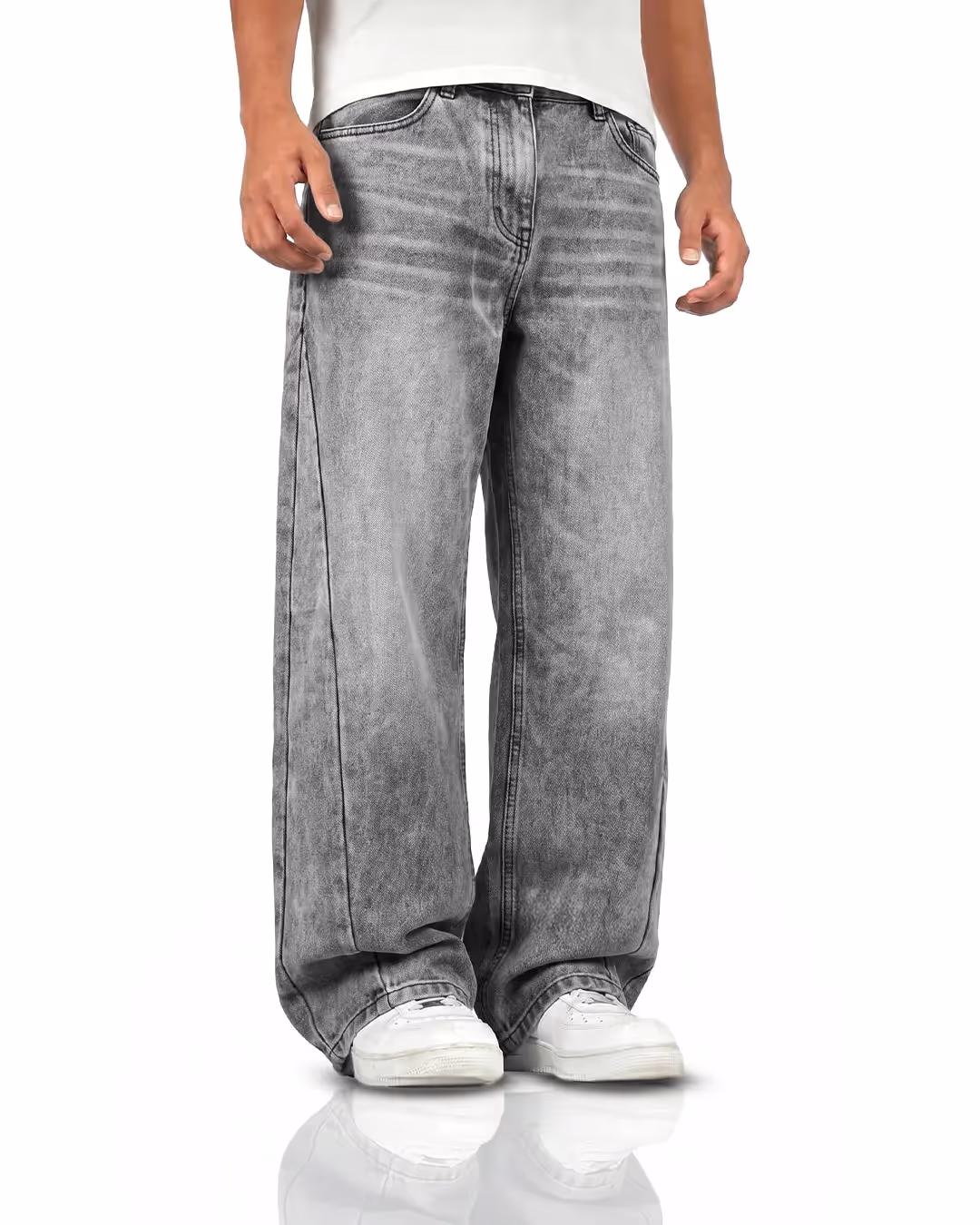 Panel Grey Baggy Jeans image 7