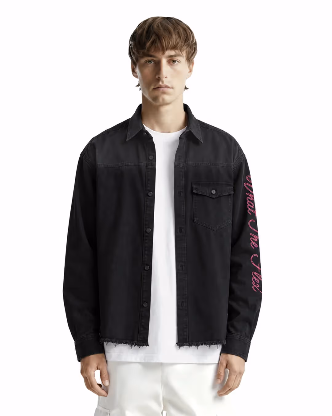 Pink Glitch Denim Shirt image 1