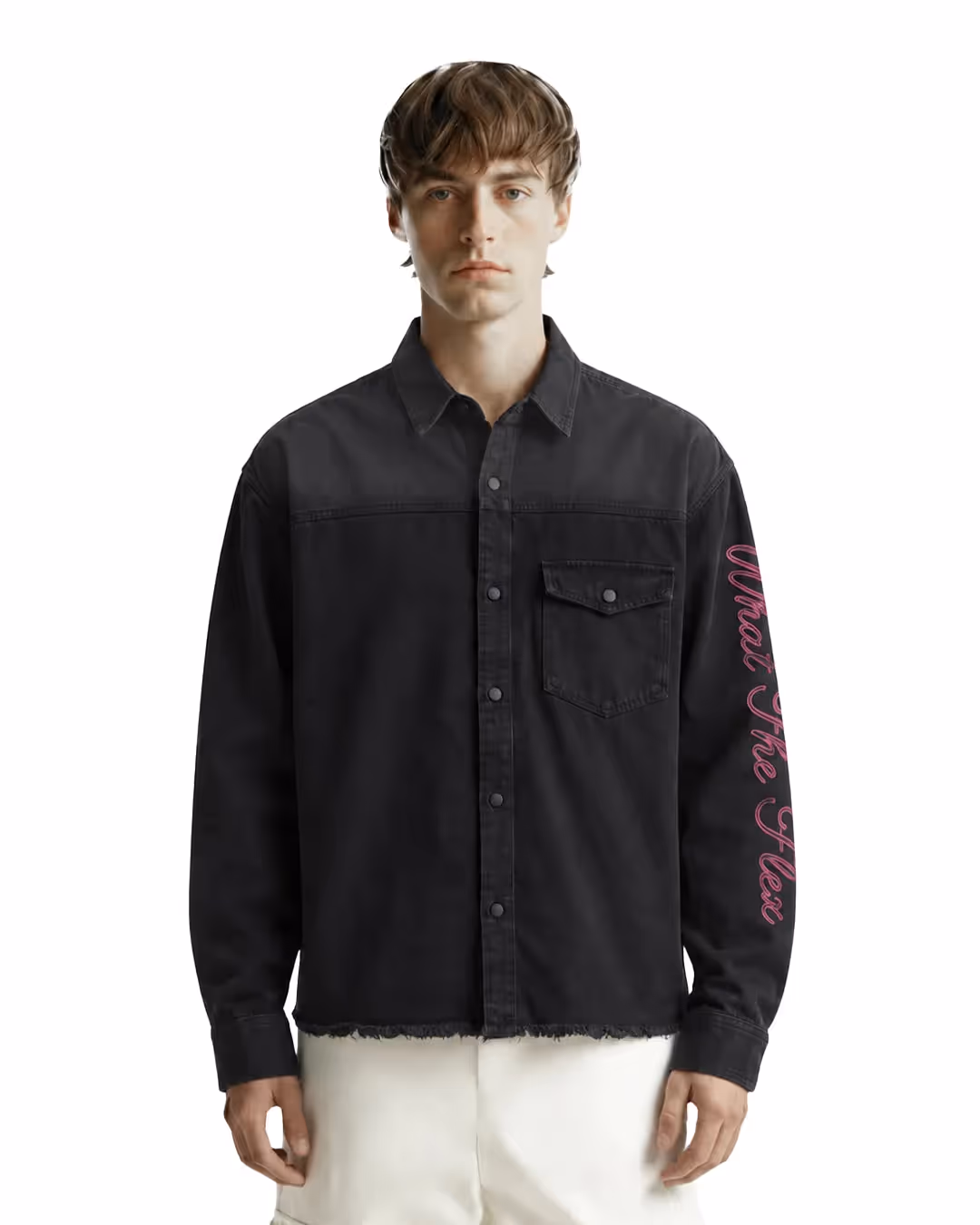 Pink Glitch Denim Shirt image 2