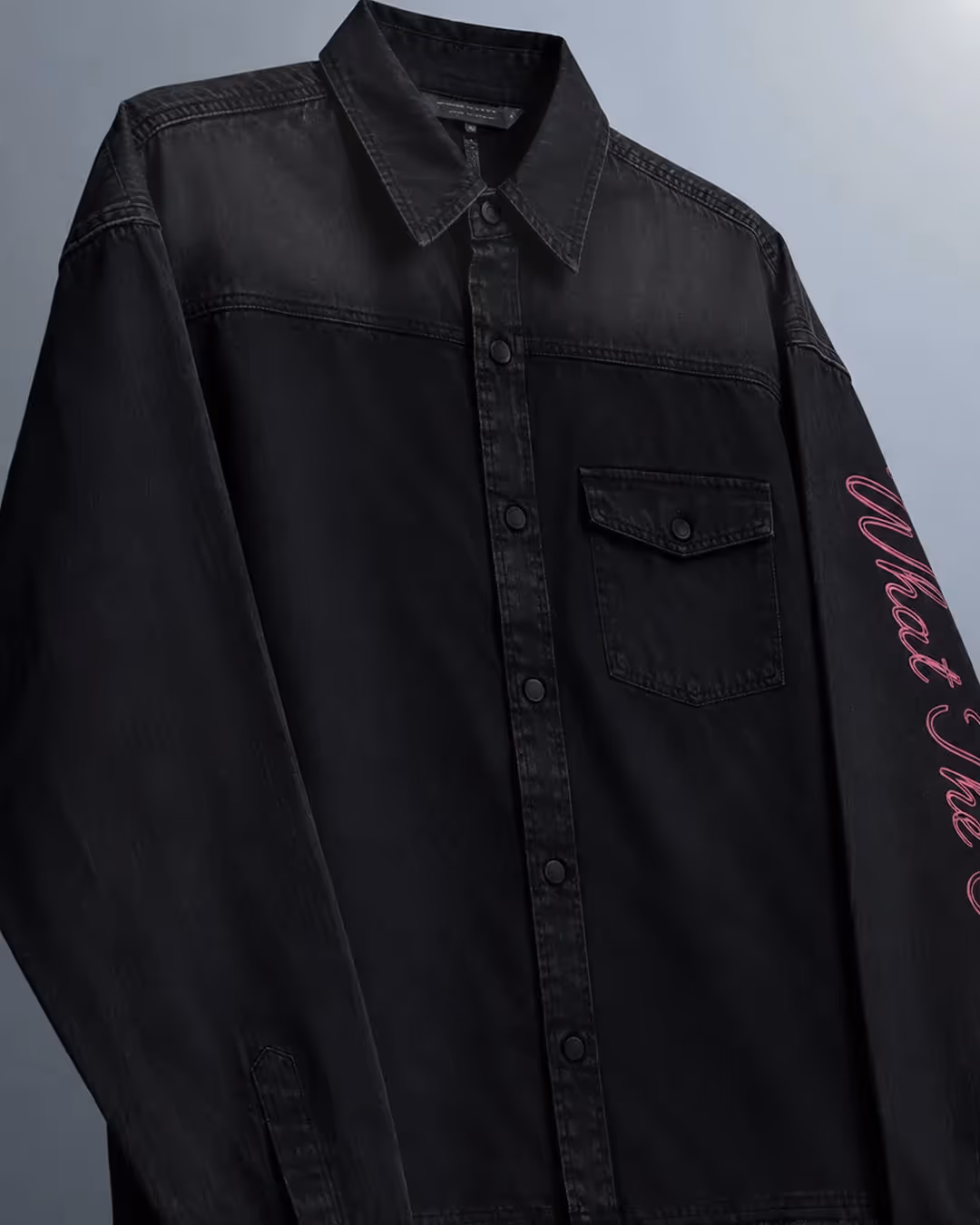 Pink Glitch Denim Shirt image 7