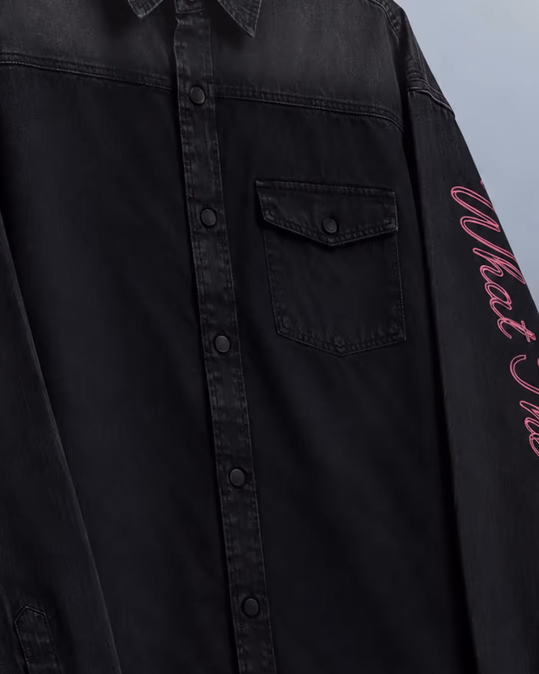 Pink Glitch Denim Shirt image 8