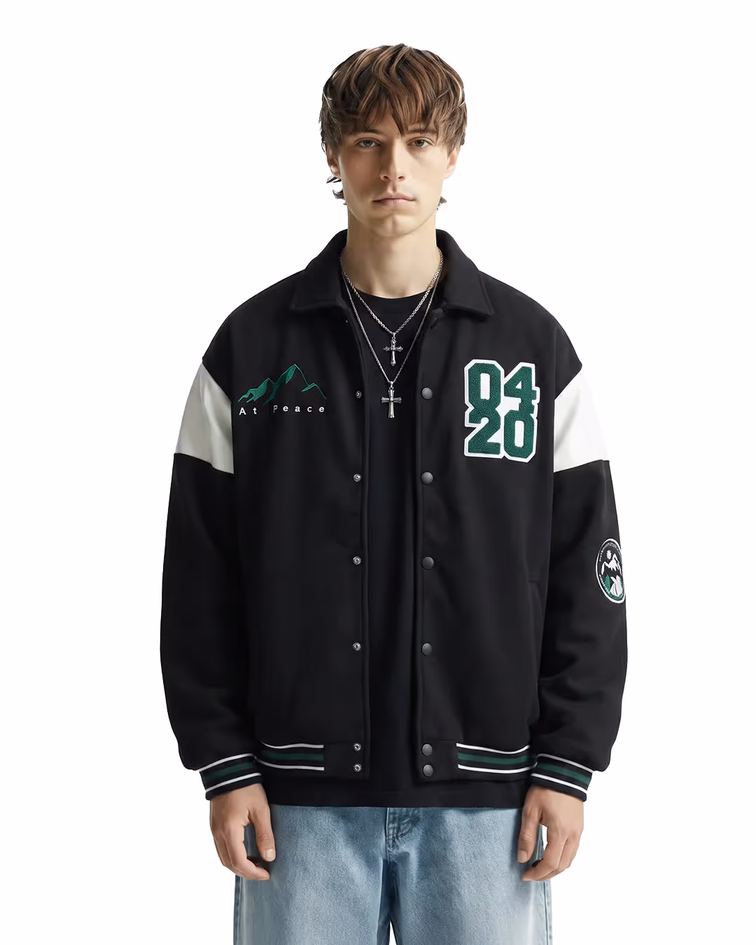 Prayer Over Panic Black Varsity Jacket image 2