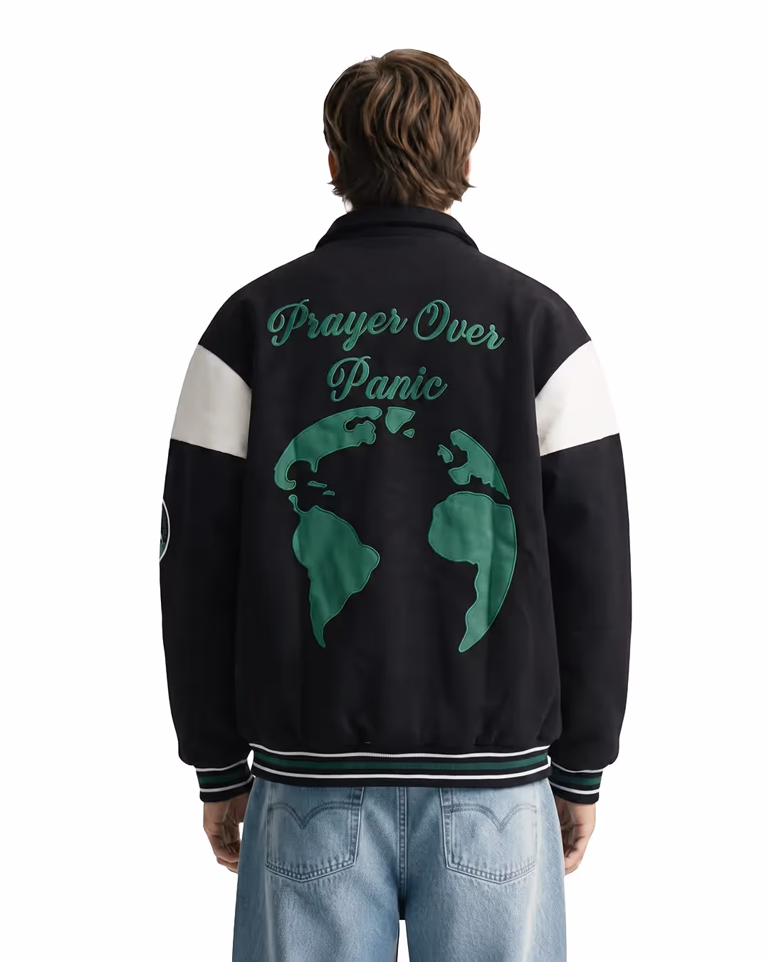 Prayer Over Panic Black Varsity Jacket image 3