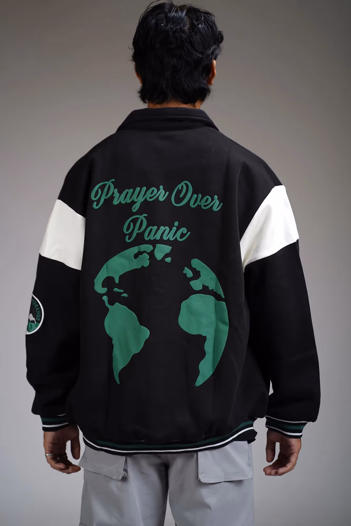 Prayer Over Panic Black Varsity Jacket image 5
