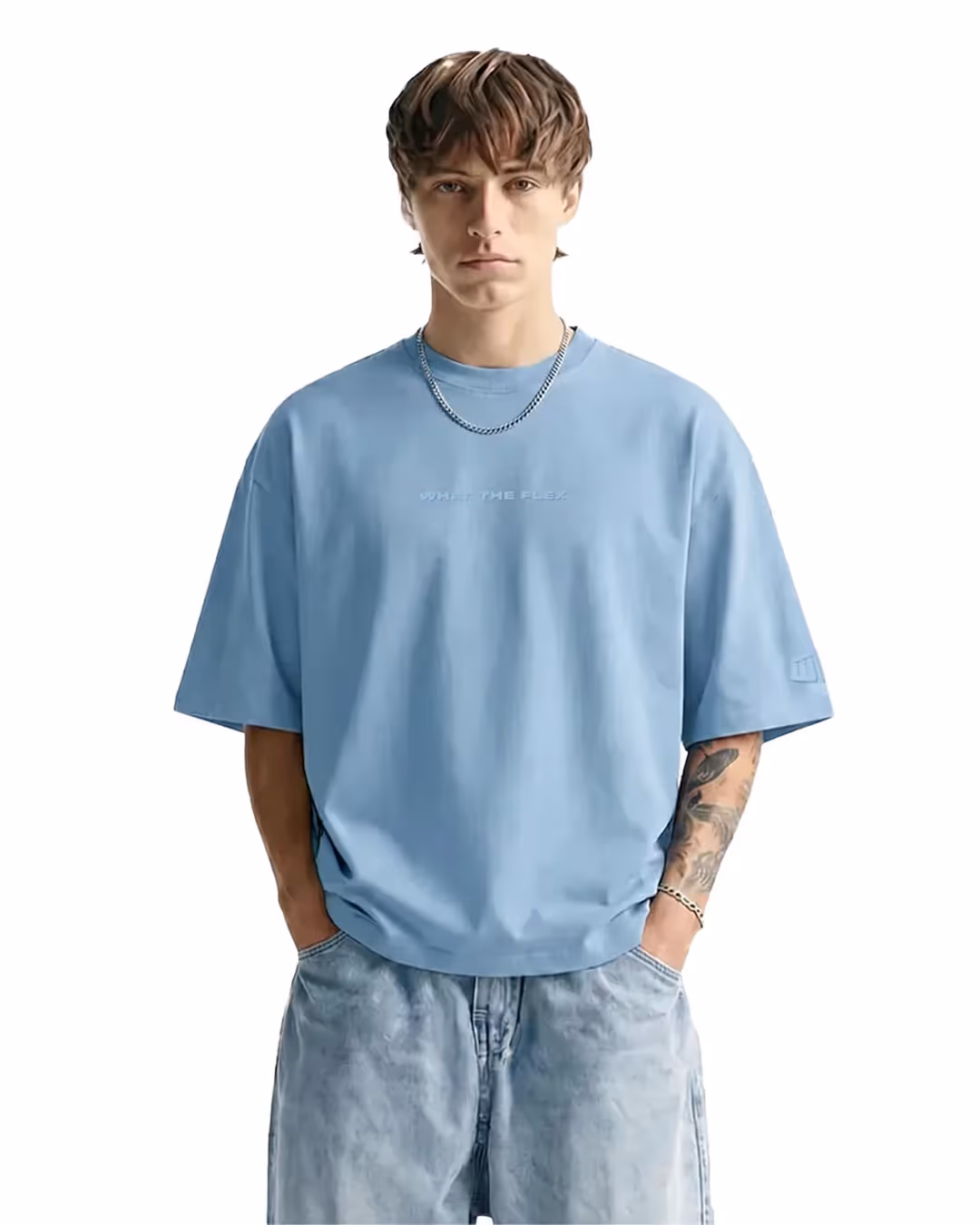 Raw Light Blue Boxy-Fit T-Shirt image 1