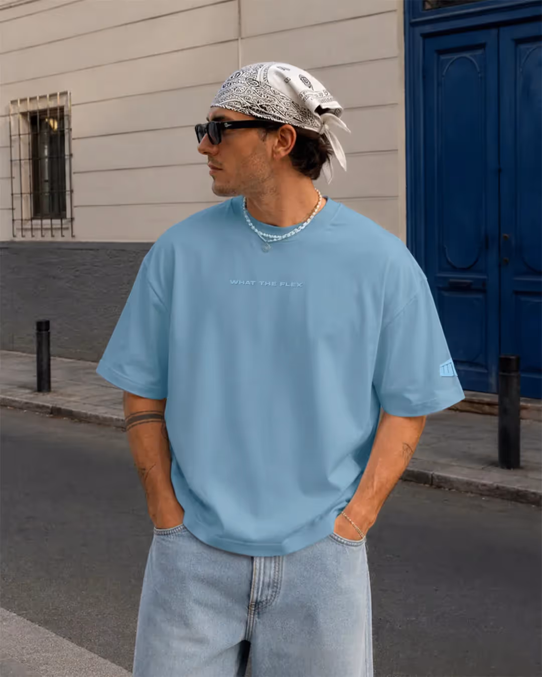Raw Light Blue Boxy-Fit T-Shirt image 4