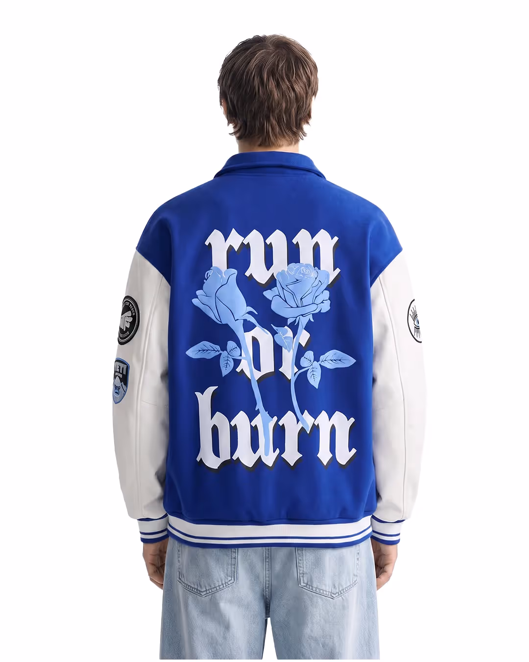 Run or Burn Blue Varsity Jacket  image 2
