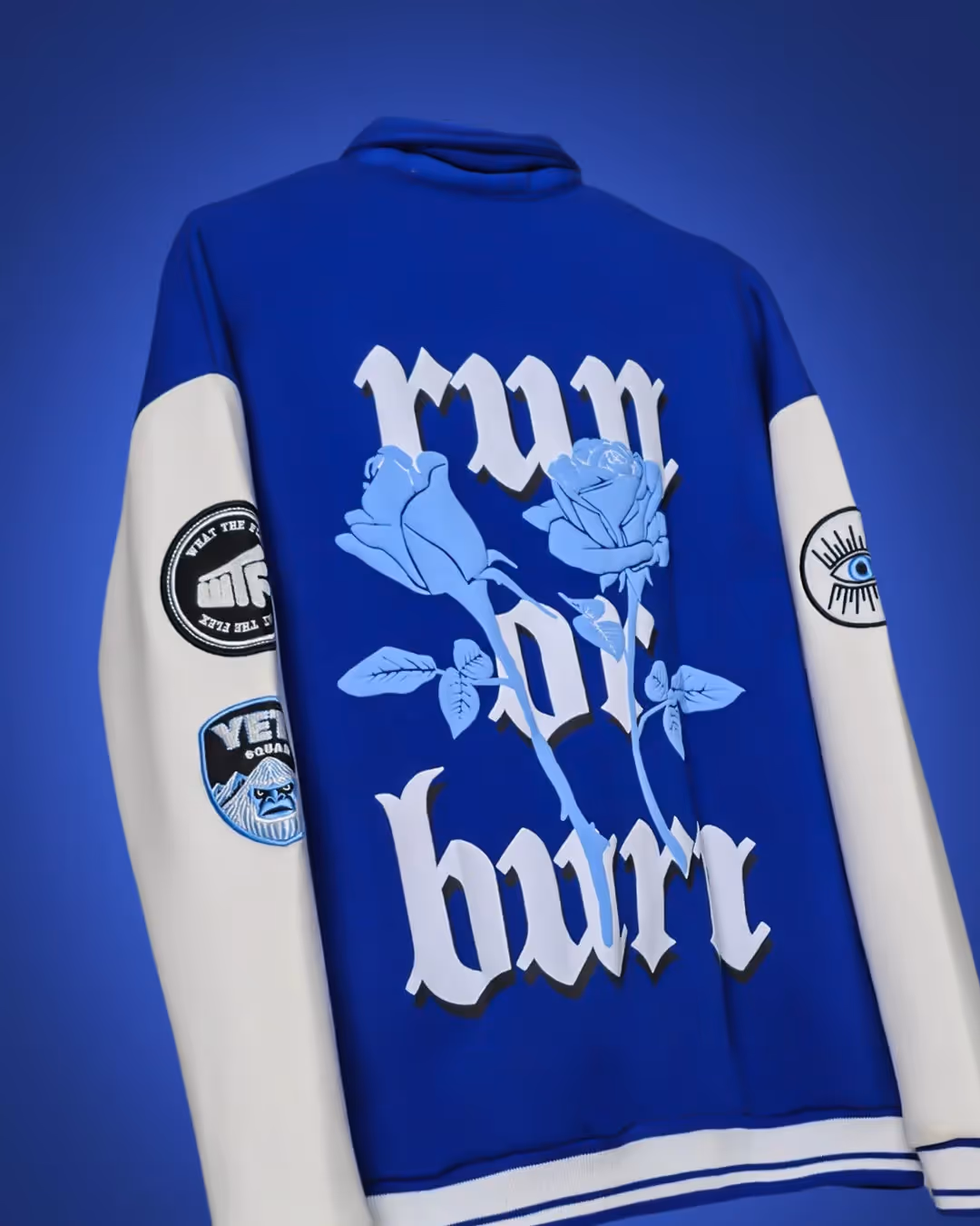 Run or Burn Blue Varsity Jacket  image 3