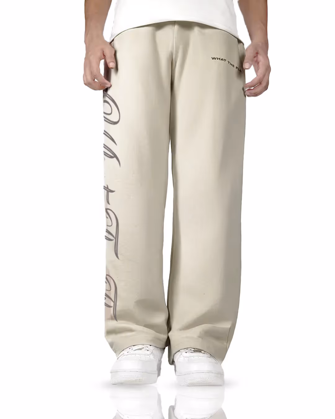 Scripted Cream Essential Cotton Pants image 6