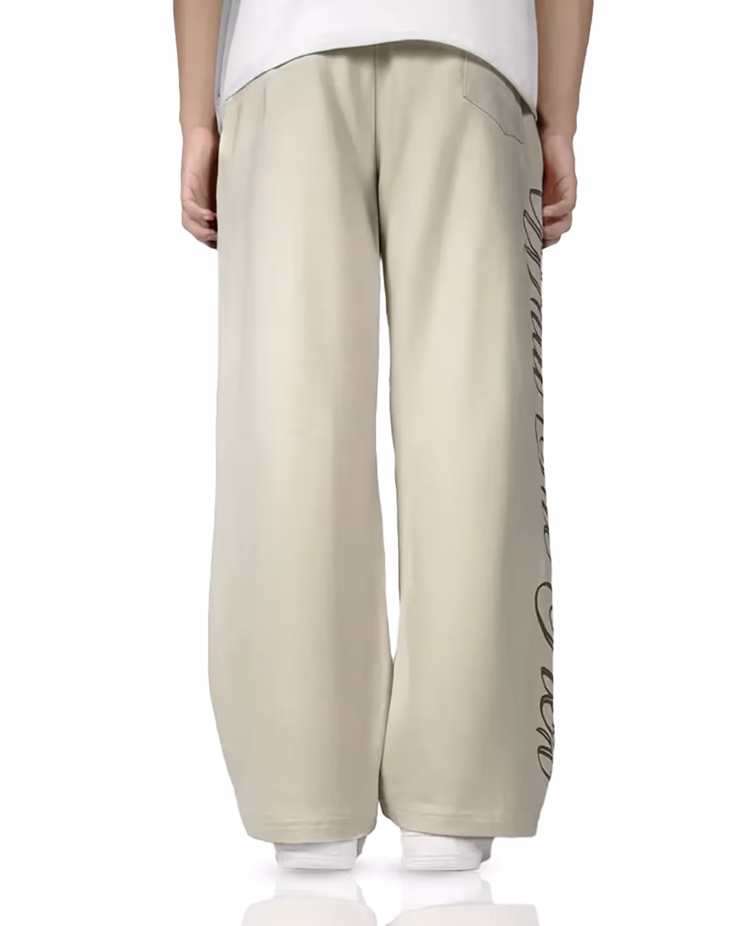 Scripted Cream Essential Cotton Pants image 7