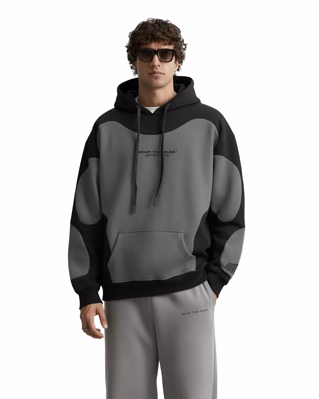 Shadow Grey Panel Oversized Hoodie image 1