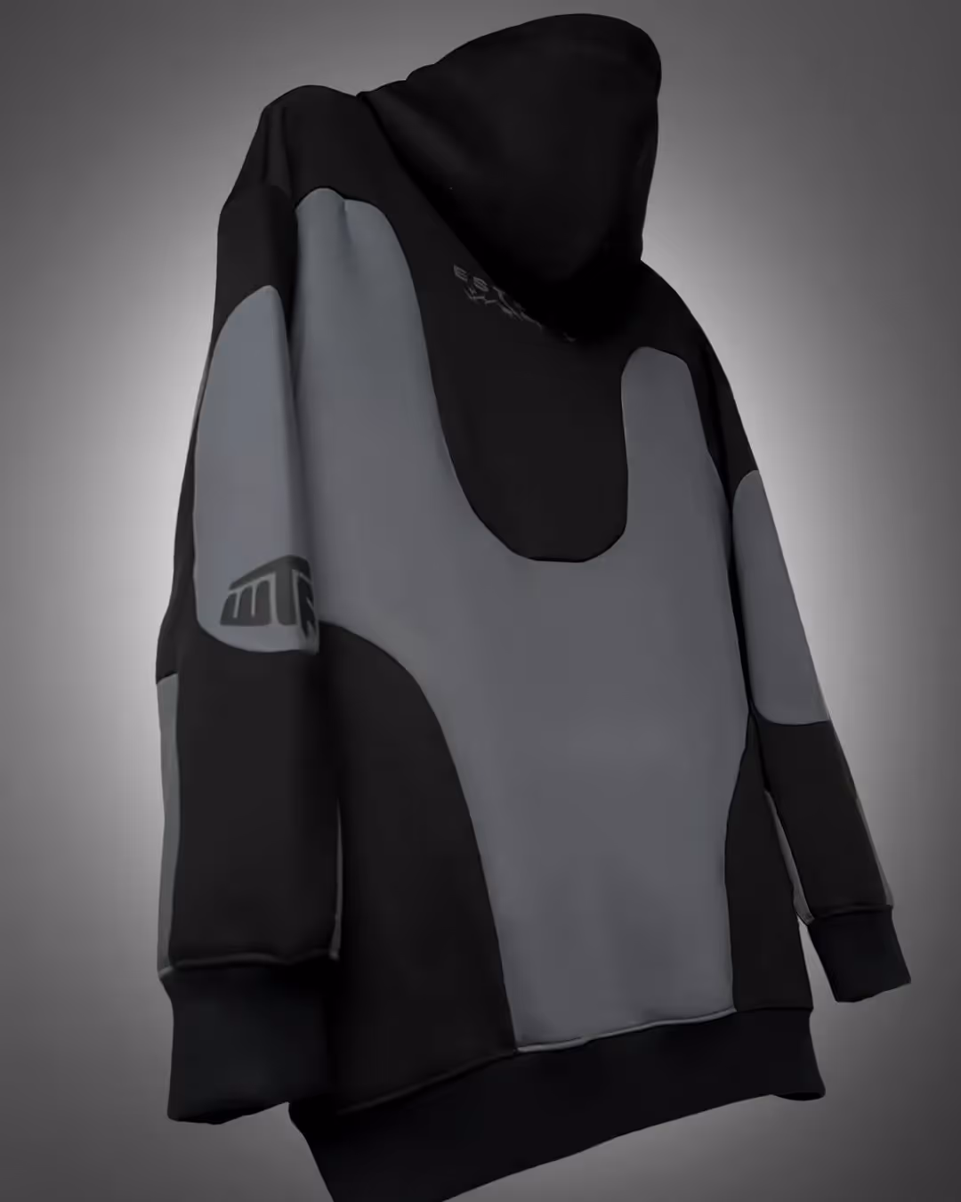 Shadow Grey Panel Oversized Hoodie image 4
