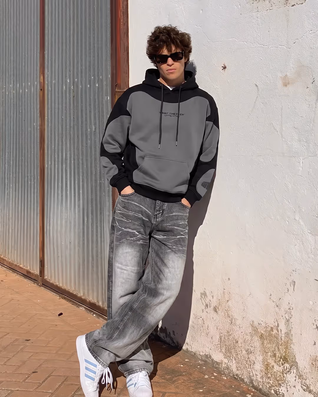 Shadow Grey Panel Oversized Hoodie image 5