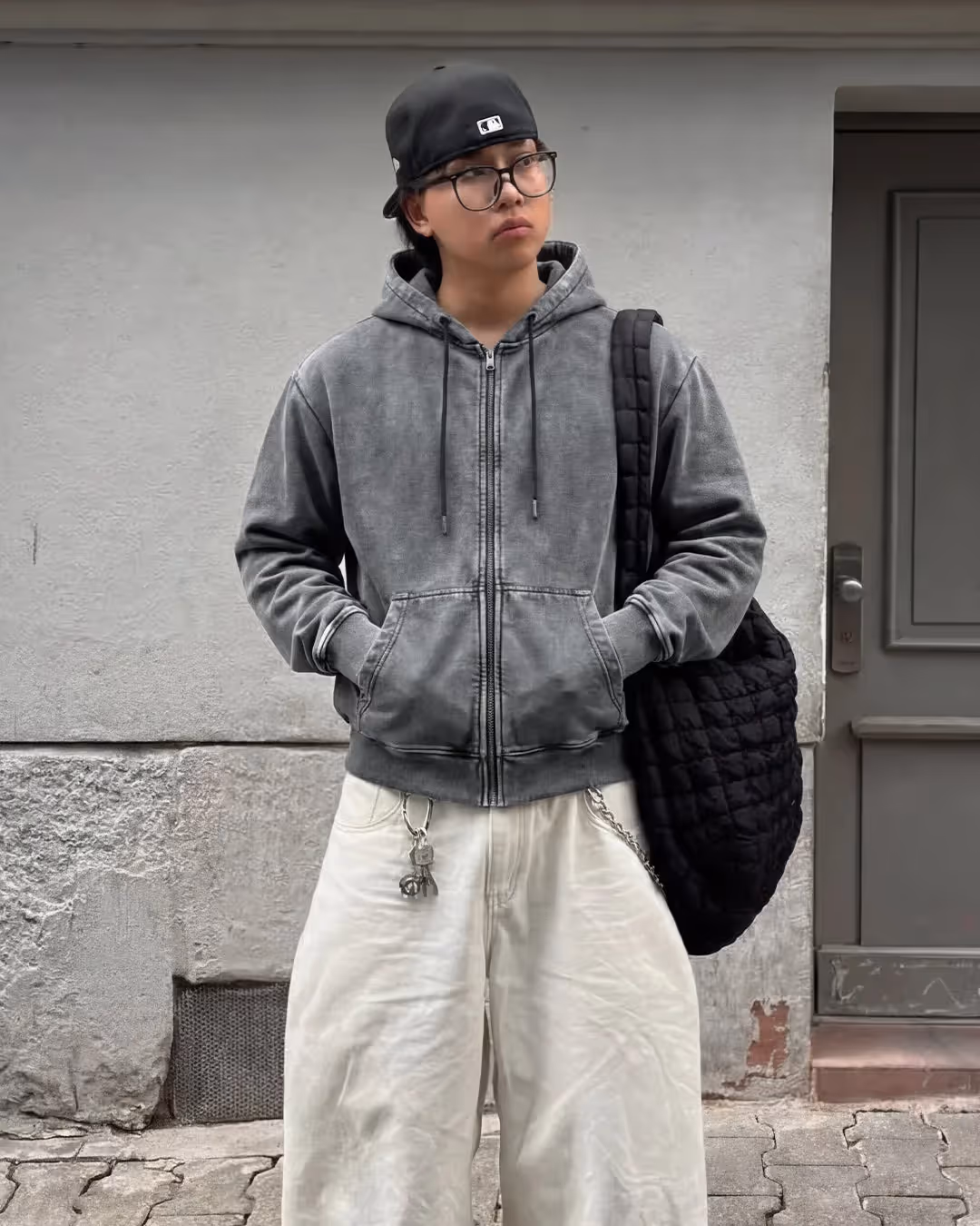 Smoke Grey Zipper Hoodie  image 6