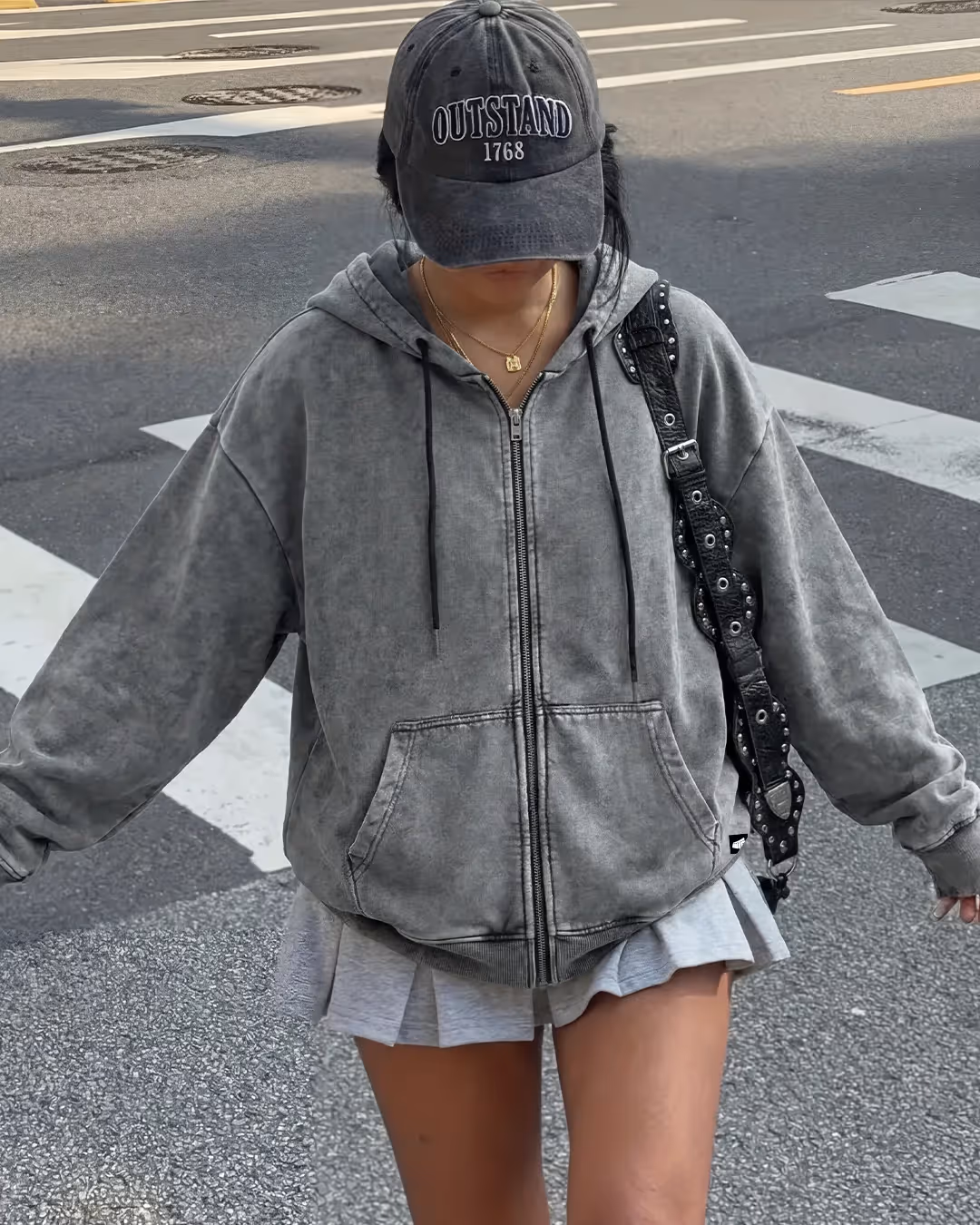 Smoke Grey Zipper Hoodie  image 7