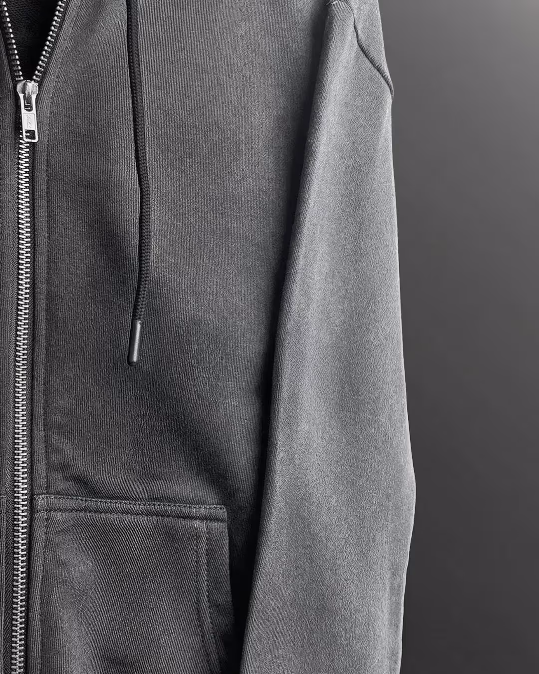 Smoke Grey Zipper Hoodie  image 8