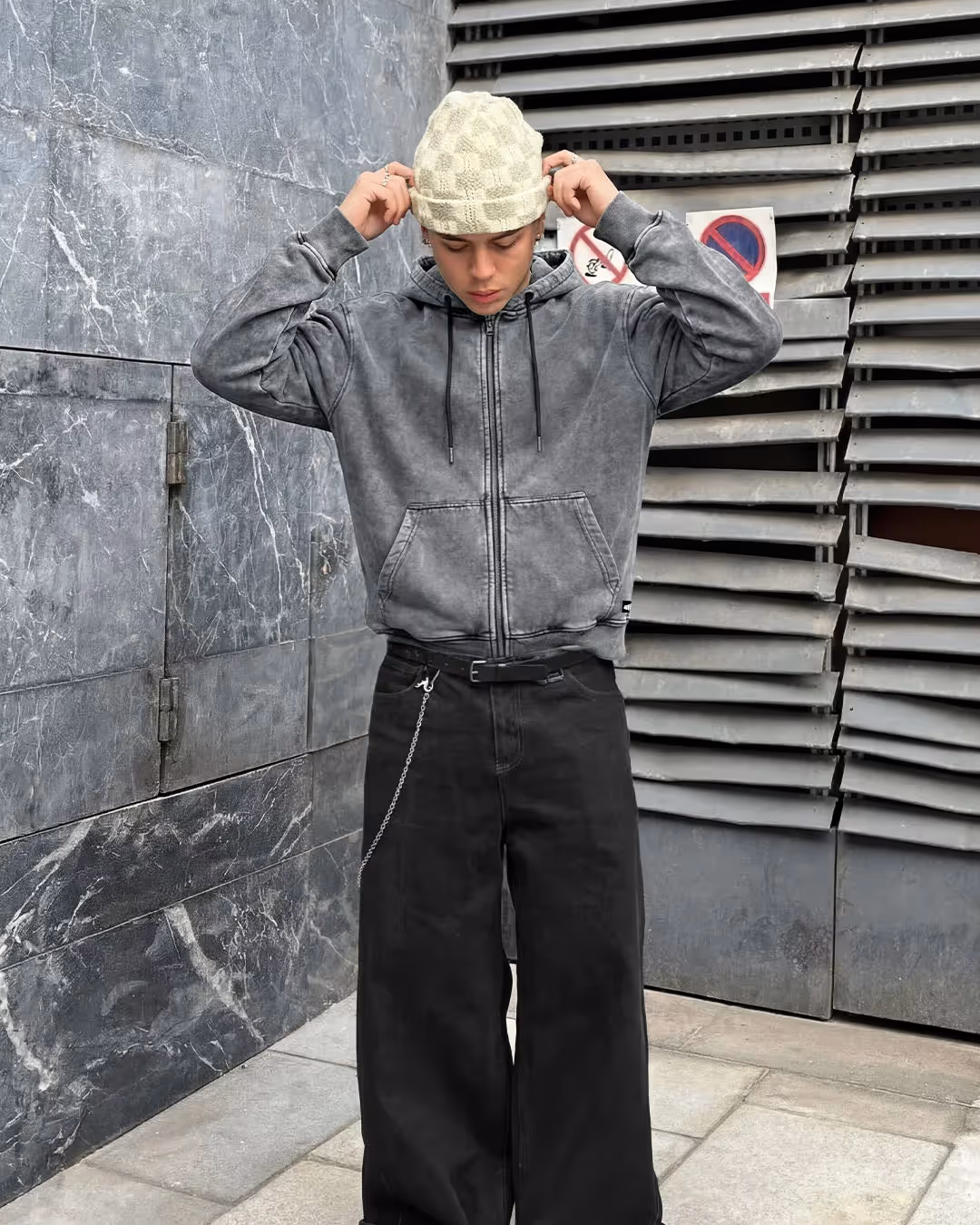 Smoke Grey Zipper Hoodie  image 9