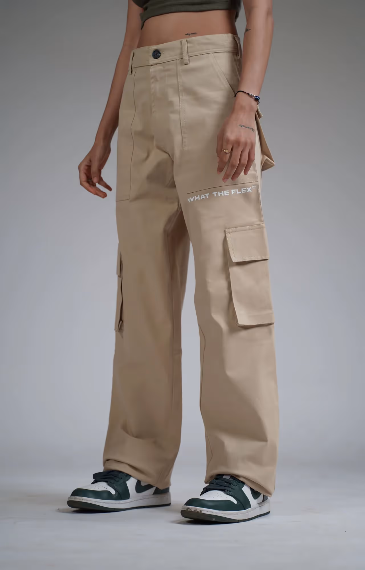 Solid Beige Unisex Cargo image 3