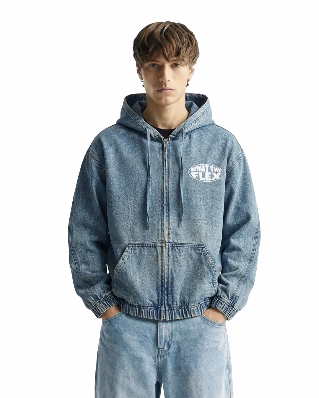 Street Blue Denim Hoodie image 2