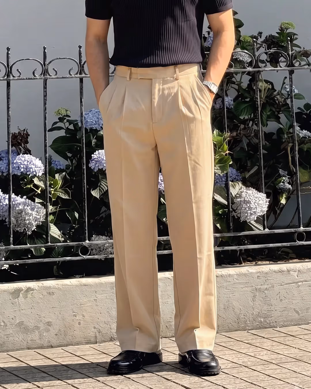 Structured Caramel Korean Pants image 3