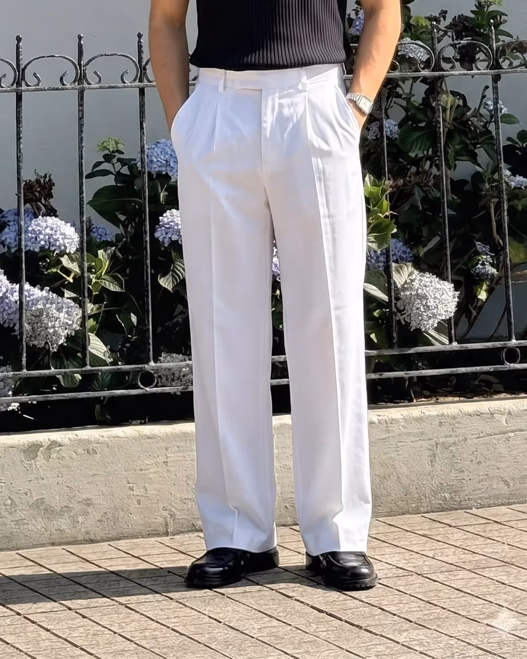 Structured Ivory Korean Pants image 3