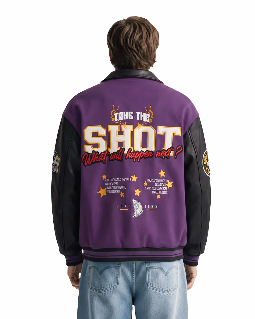 Take The Shot Purple Varsity Jacket image 2