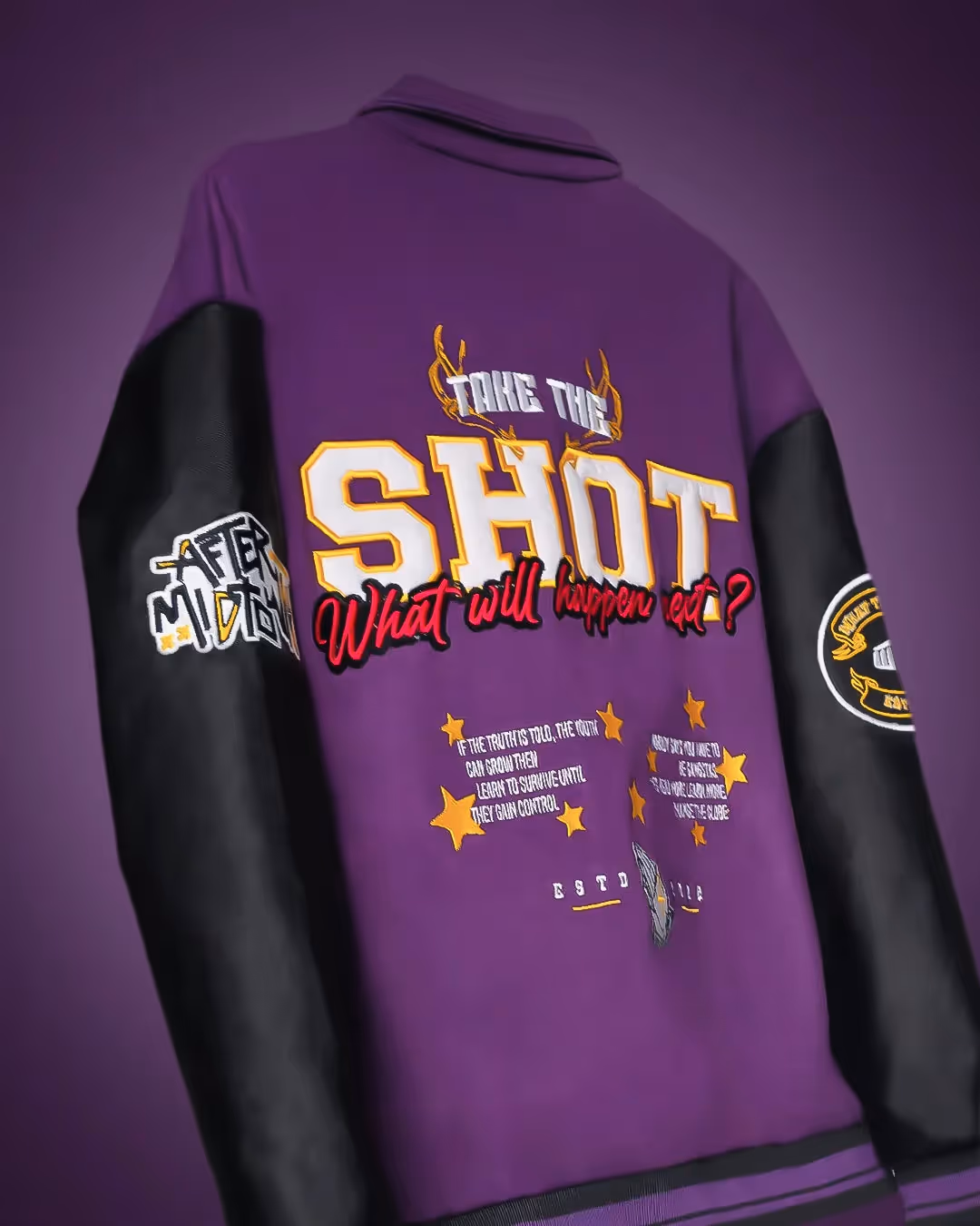 Take The Shot Purple Varsity Jacket image 5