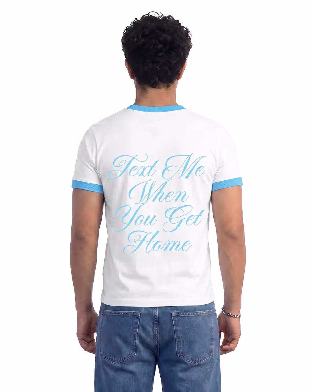 Text Me Slim Fit Ringer White T-shirt image 1