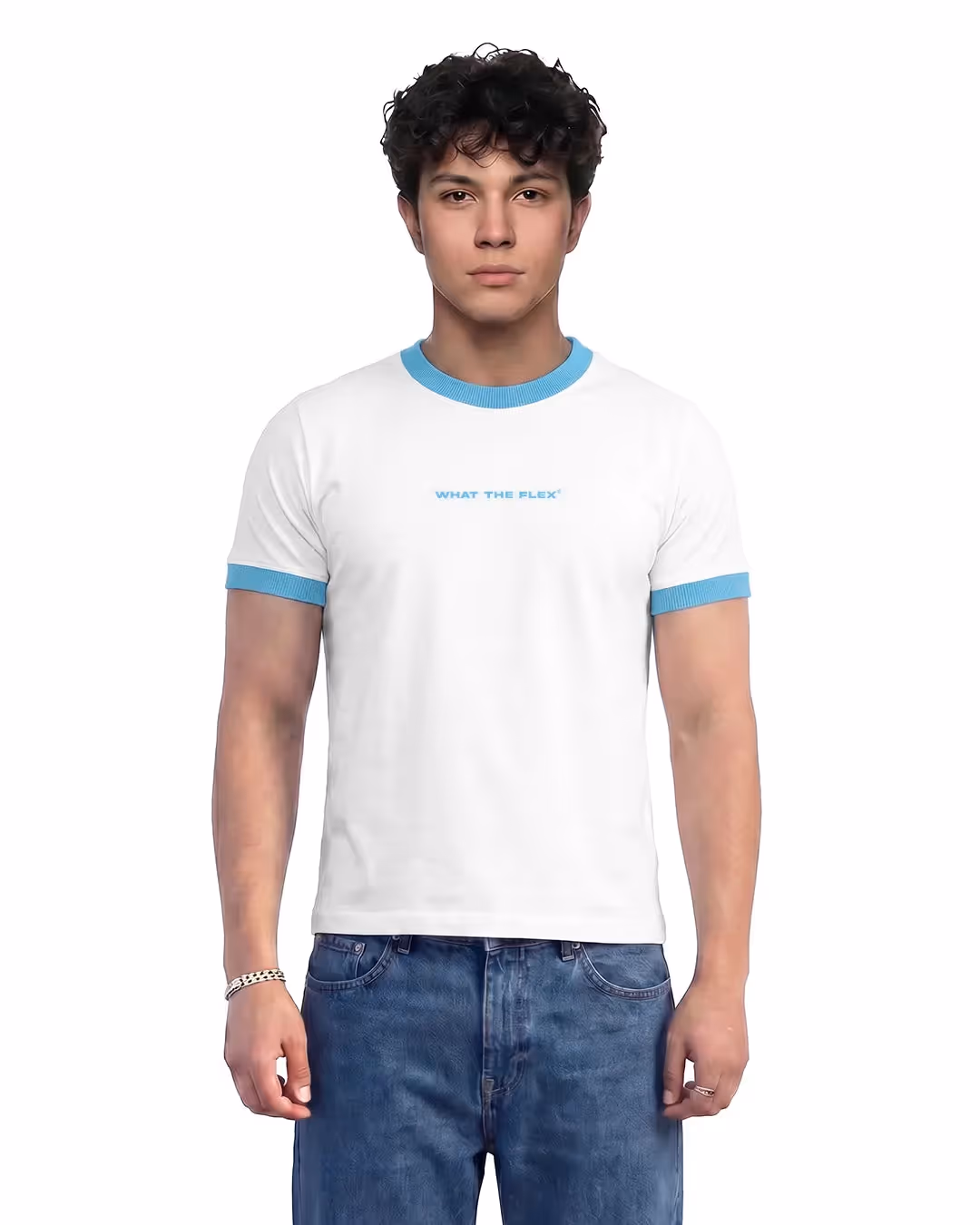 Text Me Slim Fit Ringer White T-shirt image 2