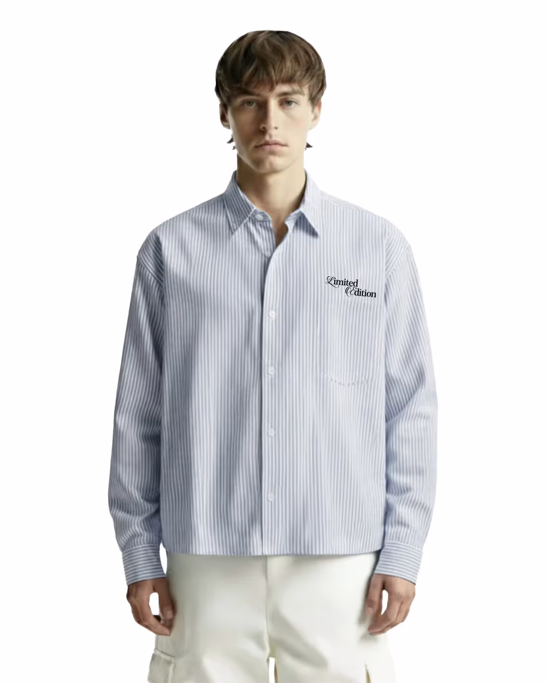 Twenties Blue and White Full Sleeves Striped Shirt image 2