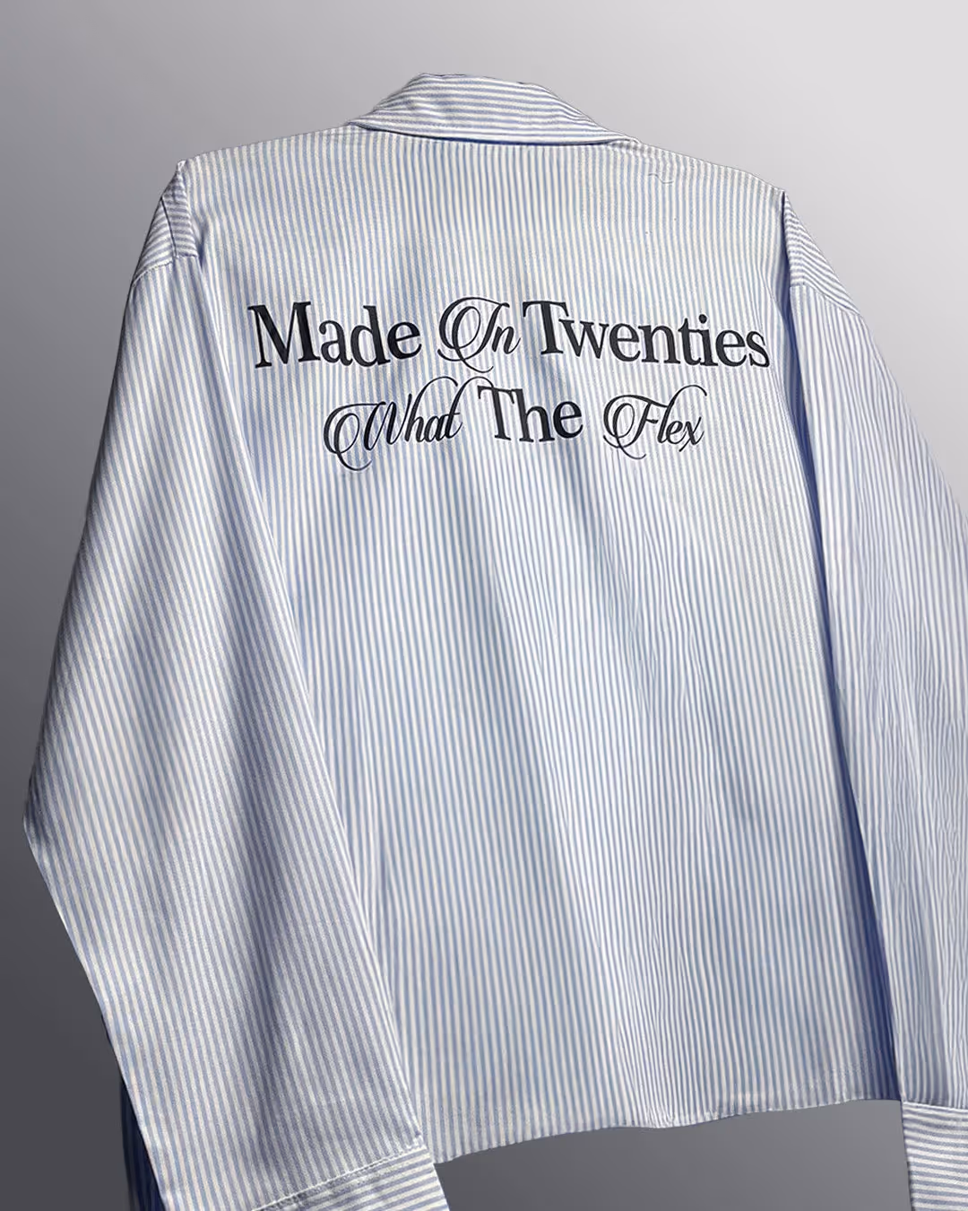 Twenties Blue and White Full Sleeves Striped Shirt image 6