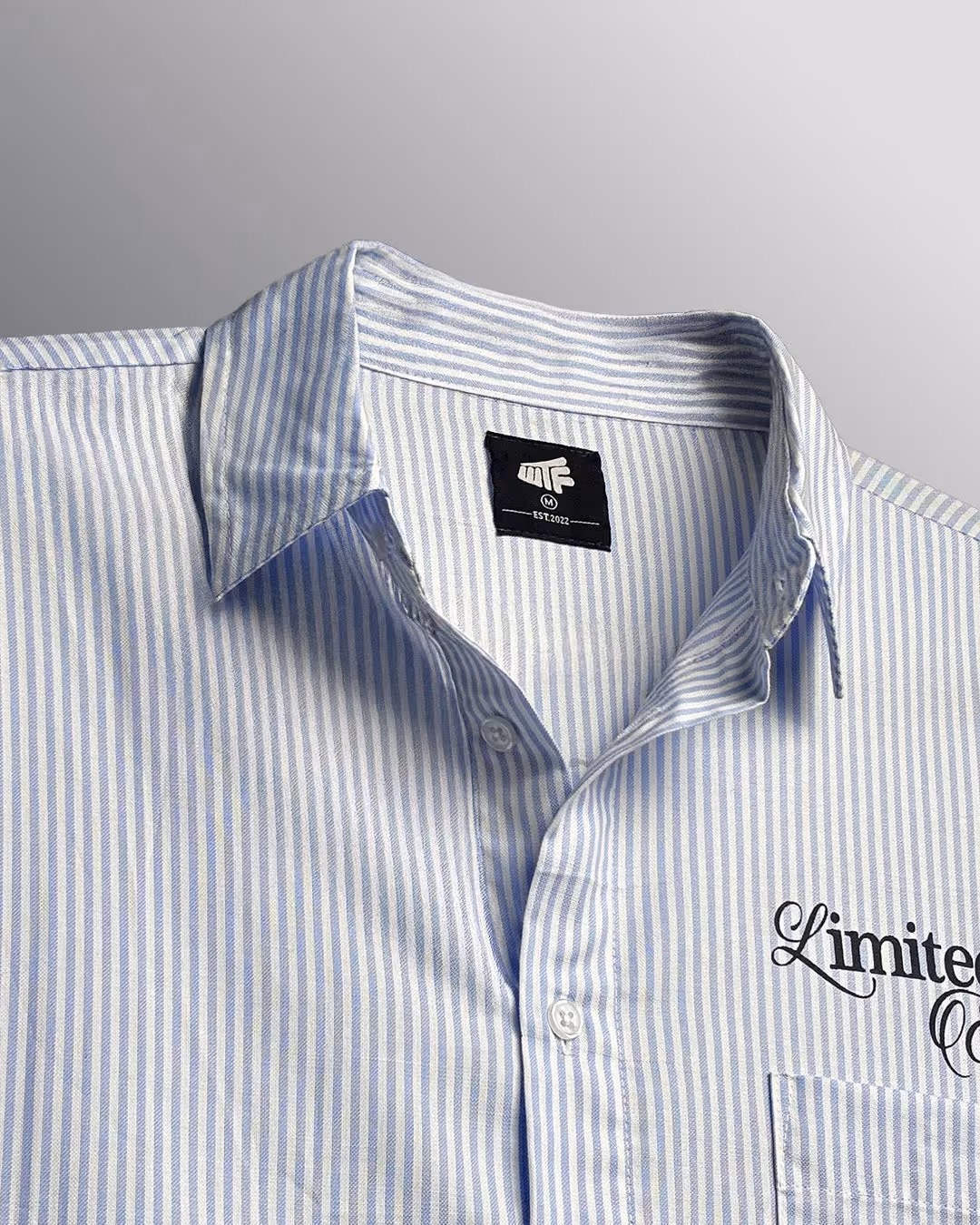 Twenties Blue and White Full Sleeves Striped Shirt image 9