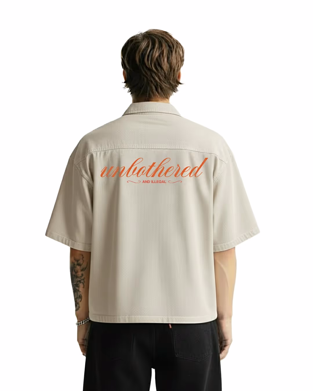 Unbothered Cream Half Sleeve Denim Shirt image 1