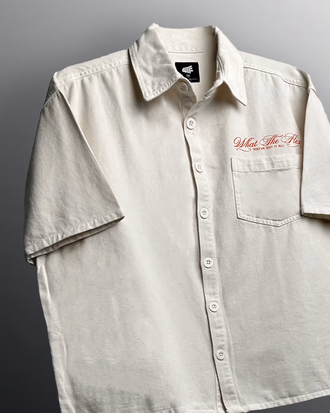 Unbothered Cream Half Sleeve Denim Shirt image 4