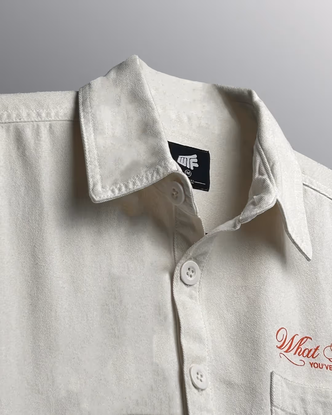 Unbothered Cream Half Sleeve Denim Shirt image 7