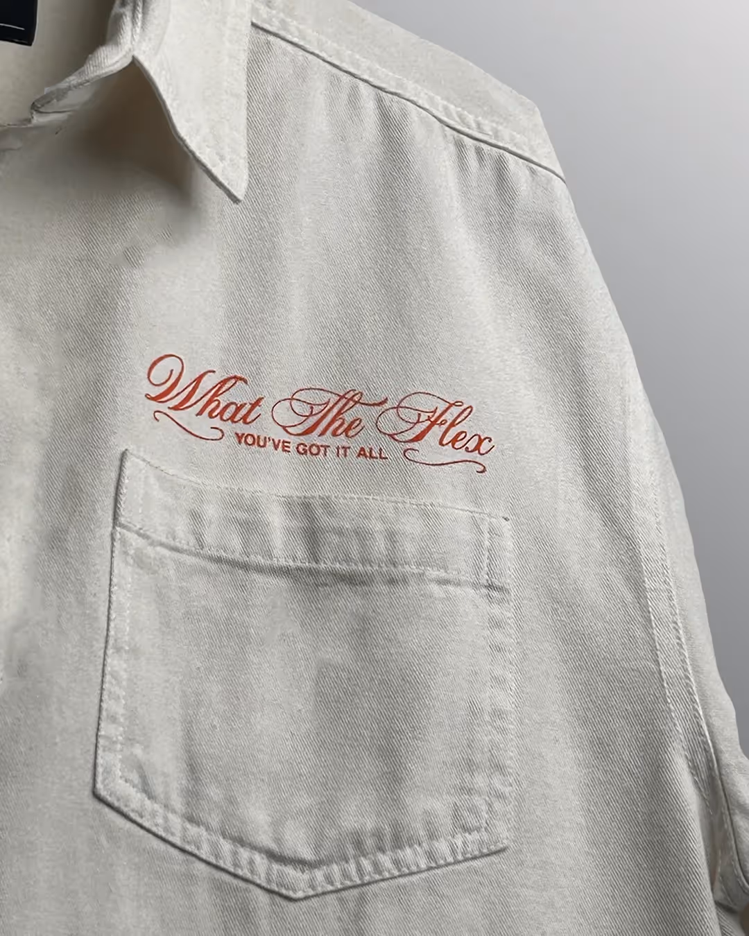 Unbothered Cream Half Sleeve Denim Shirt image 8