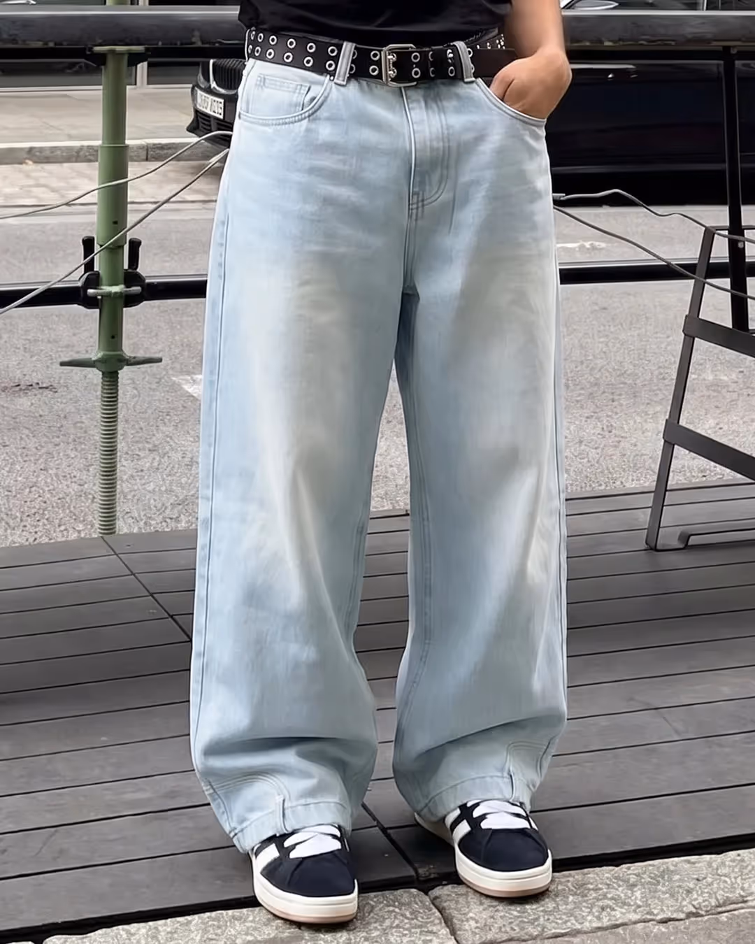 Upside Down Frost Blue Baggy Jeans image 3