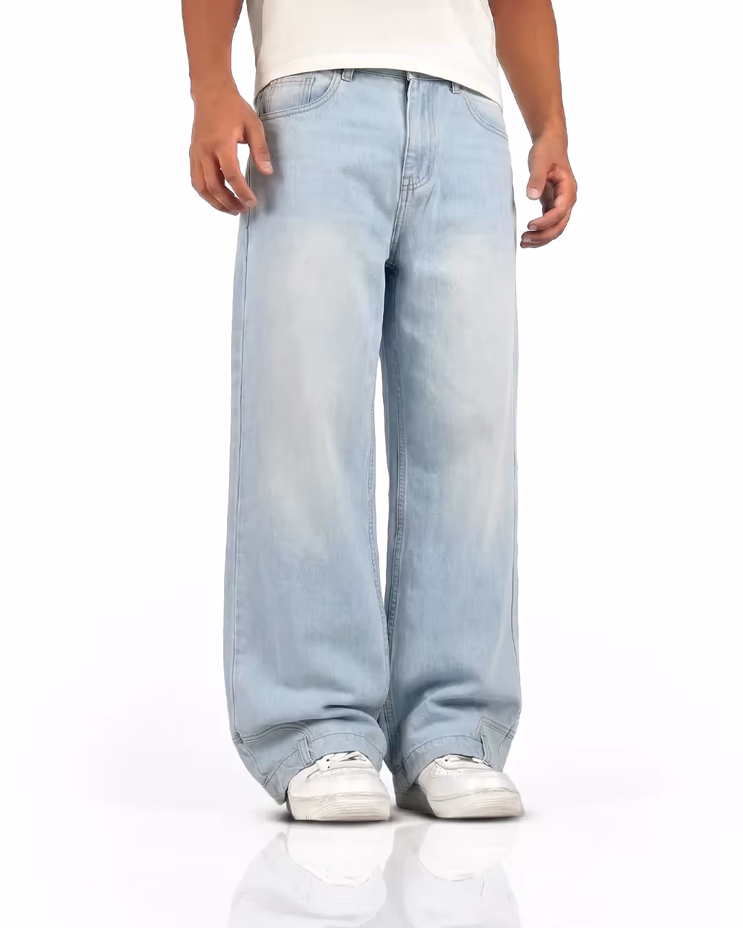 Upside Down Frost Blue Baggy Jeans image 5