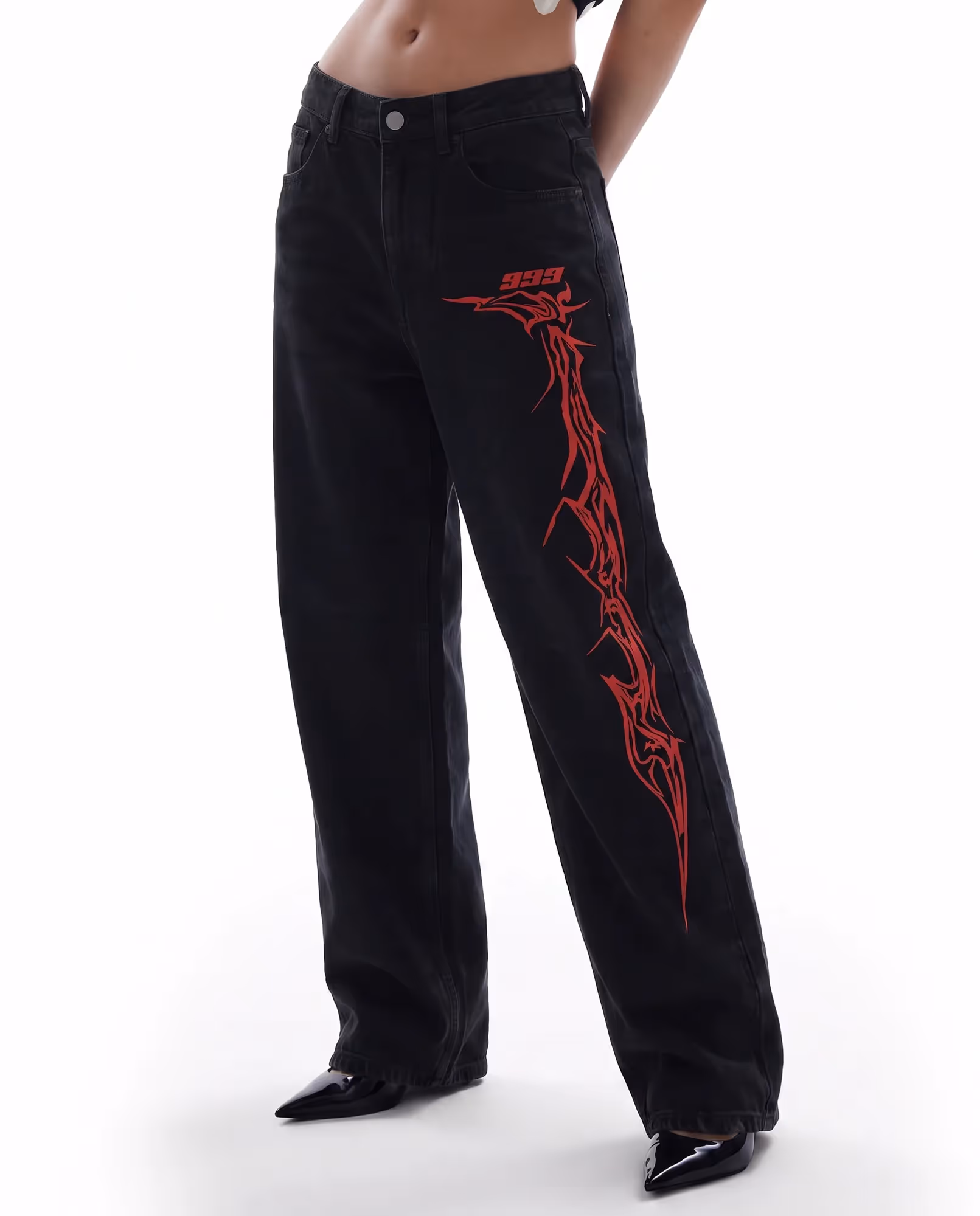 Veins Black Baggy Jeans image 1