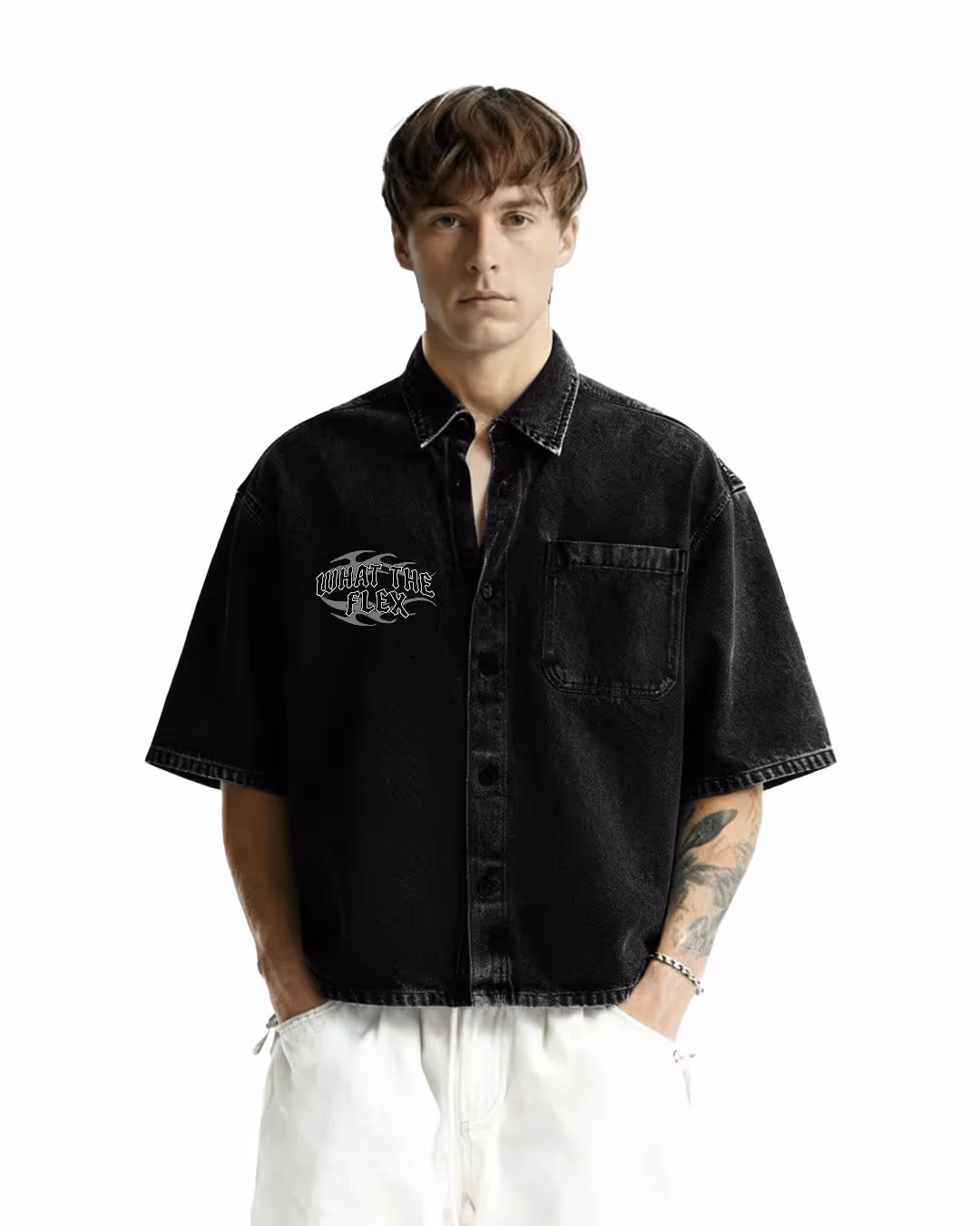 Vengeance Black Half Sleeve Denim Shirt image 2