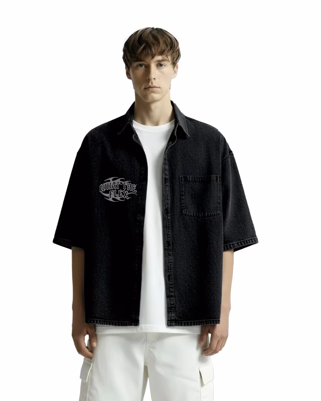 Vengeance Black Half Sleeve Denim Shirt image 3