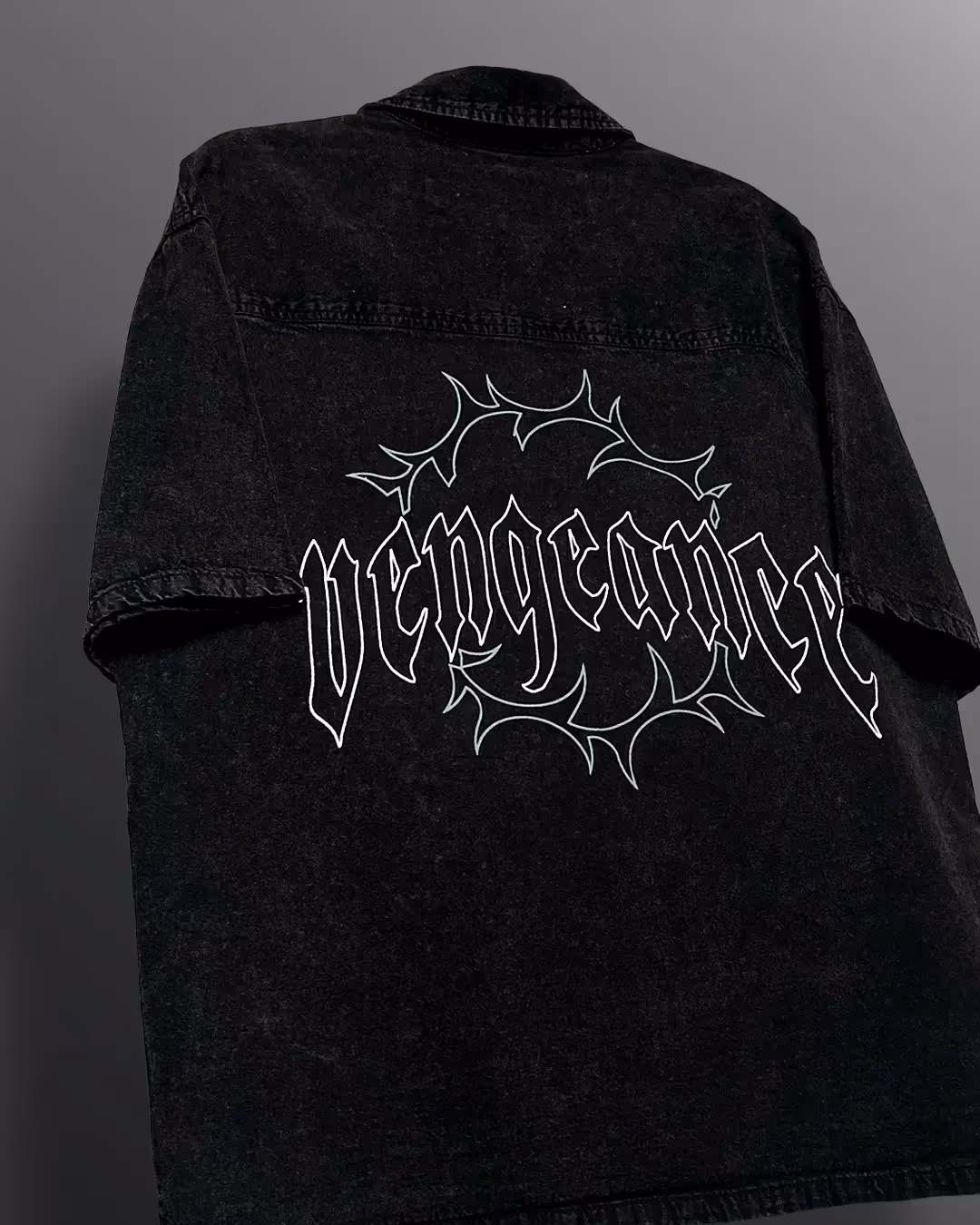 Vengeance Black Half Sleeve Denim Shirt image 5